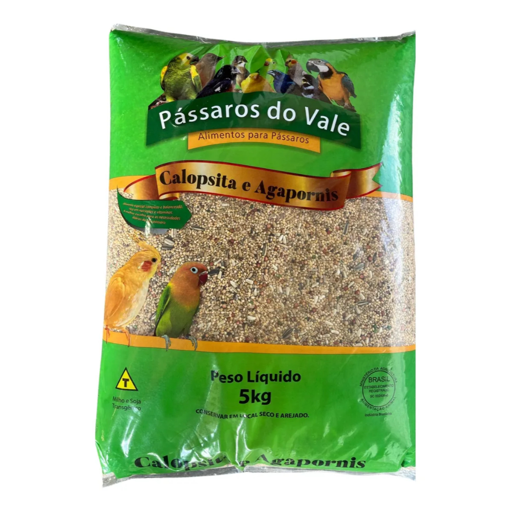 Ração Para Pássaro Calopsita E Agapornis Pássaros do Vale 5kg