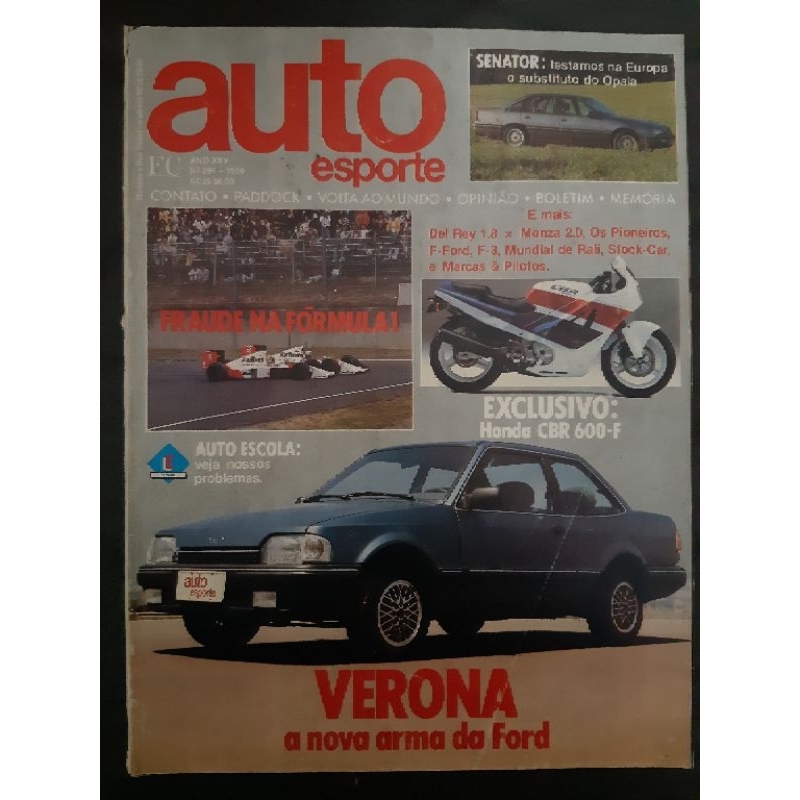 Revista Auto Esporte NOVEMBRO de 1989 Edição n° 295 – Verona. Honda CBR 600F. Del Rey x Monza. Senator (Omega).
