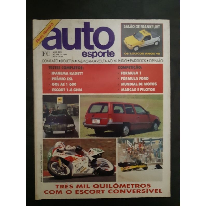 Revista Auto Esporte OUTUBRO de 1989 Edição n° 294 – Ipanema. Escort Ghia. Gol 1.6