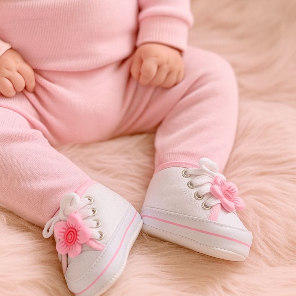 Tênis Bebê Cano Alto Sapatinho Recém Nascido Confortável Menina Menino Reborn Baby Mesversário