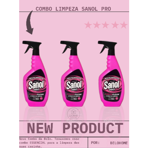 Combo Limpeza 3 Desengraxante Sanol Pro Power Clean 500ml - Multilimpador para Diversas Superfícies em Oferta na Shopee