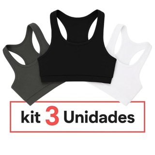 Kit com 3 top liso feminino suplex em Oferta na Shopee