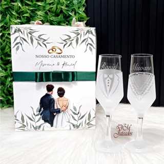 Kit Taças champanh* Noivos Personalizadas + Caixa Nosso Casamento | Brinde de Noivos em Oferta na Shopee