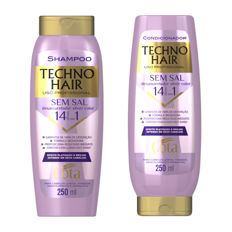 Shampoo Techno Hair Desamarelador + Condicionador 250 ml Gota Dourada em Oferta na Shopee