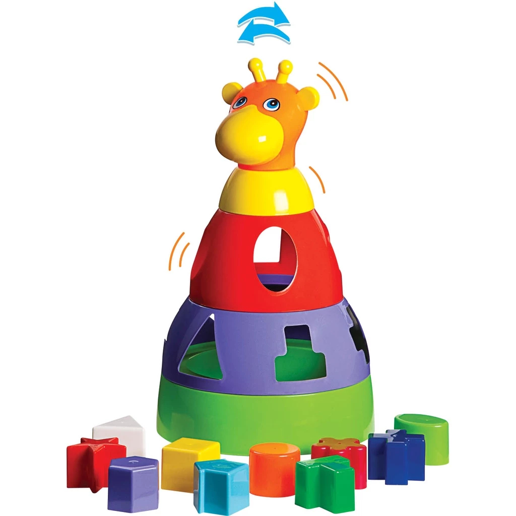 Brinquedo Educativo Girafa Didática Encaixe Formas Girafinha Montessori - Monta Desmonta Bebê 1 Ano - 2 Anos - 3 Anos
