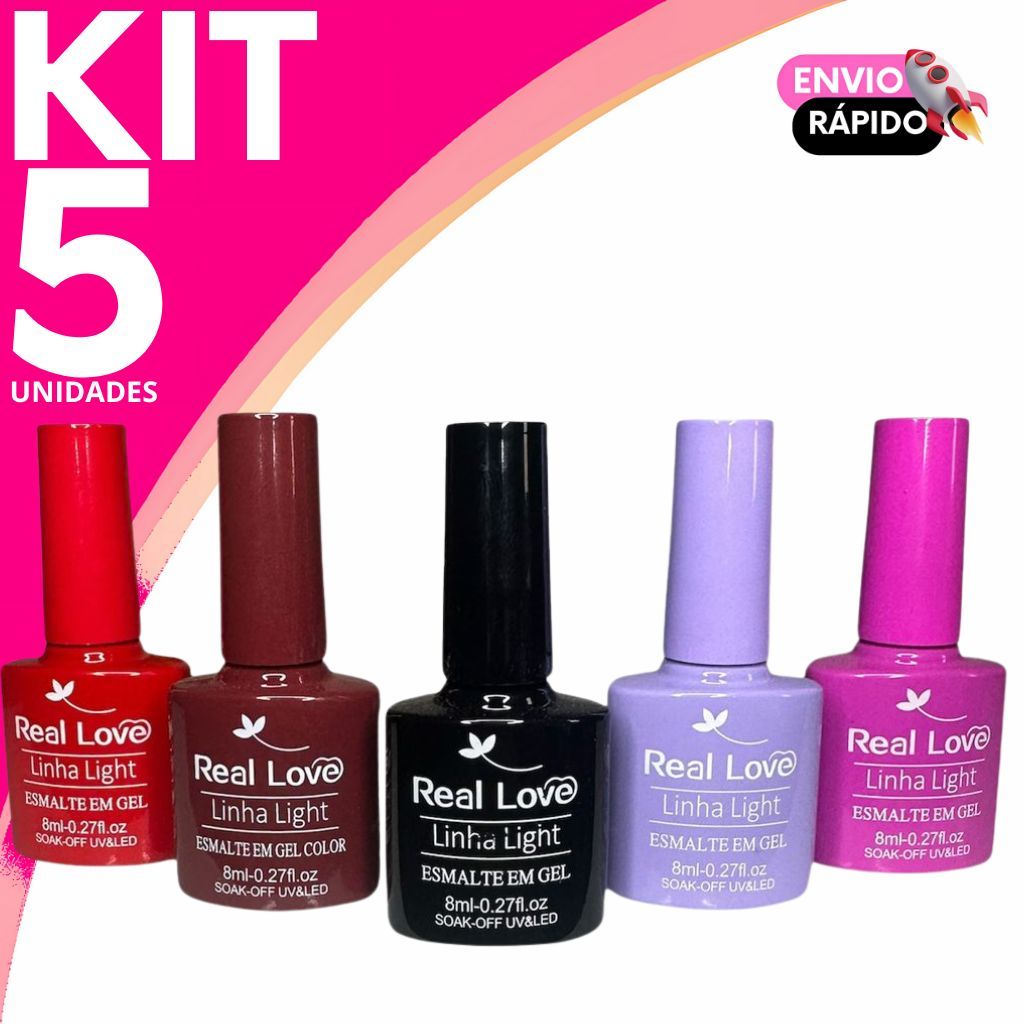 Esmalte em Gel Real Love Linha Linha Light Soak Off LED/UV Unhas Gel Fibra Alongamentos - 8ml