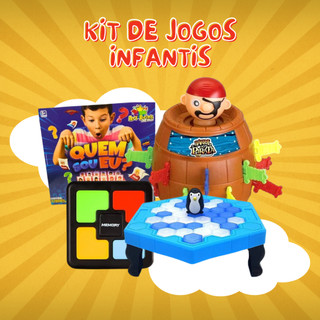 Kit Jogo Infantil Pula Pirata Memoria Das Cores Pinguim Quebra Gelo Quem Sou Eu Brinquedo Criança