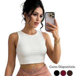 Kits de Blusa Cropped Top Femenino Canelado Tecido Premium