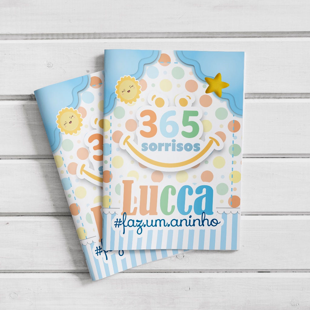 Livro (revista) de Colorir Personalizado Lembrancinha de Aniversário 365 Sorrisos