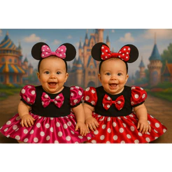 BODY FANTASIA TEMATICO LUXO INFANTIL BEBÊ MINNIE VERMELHA OU ROSA MENINAS MESVERÁRIOS FESTAS CARNAVAL