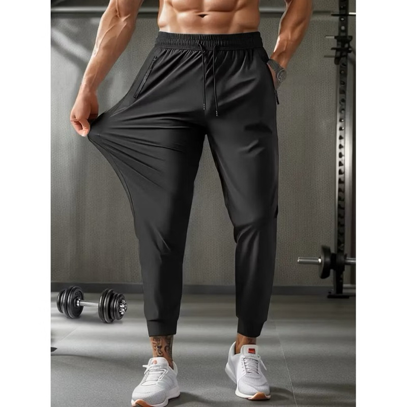 Calça Jogger Preta Masculina Dry Fit Com Fitas Esportiva