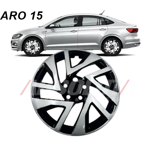 Calota Virtus Polo Aro 15 VW 5 furos FOX POLO BORA GOLF Preta Prata Esportiva Leia o anuncio