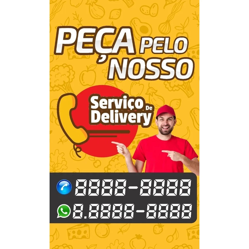 Banner Faixa I Serviço De Delivery I Telefone Editável I 40x60cm