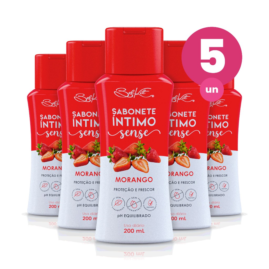 Kit 5 Sabonete Íntimo Sense Morango 200ml Belkit em Oferta na Shopee