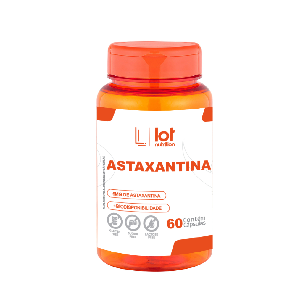 Astaxantina 6mg 60 cápsulas Antioxidante Premium Saúde da Pele Lot Nutrition