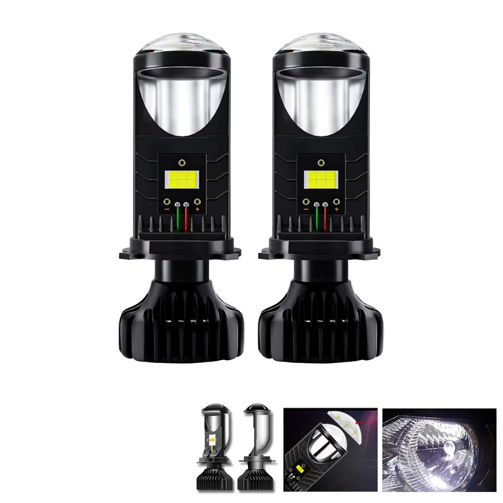 LED H4 PROJETOR LUZ DE LED PARA CARRO MOTO 72W 12V/24V 6500K SUPER BRANCA KIT 2UN BI LED ELIPTICO