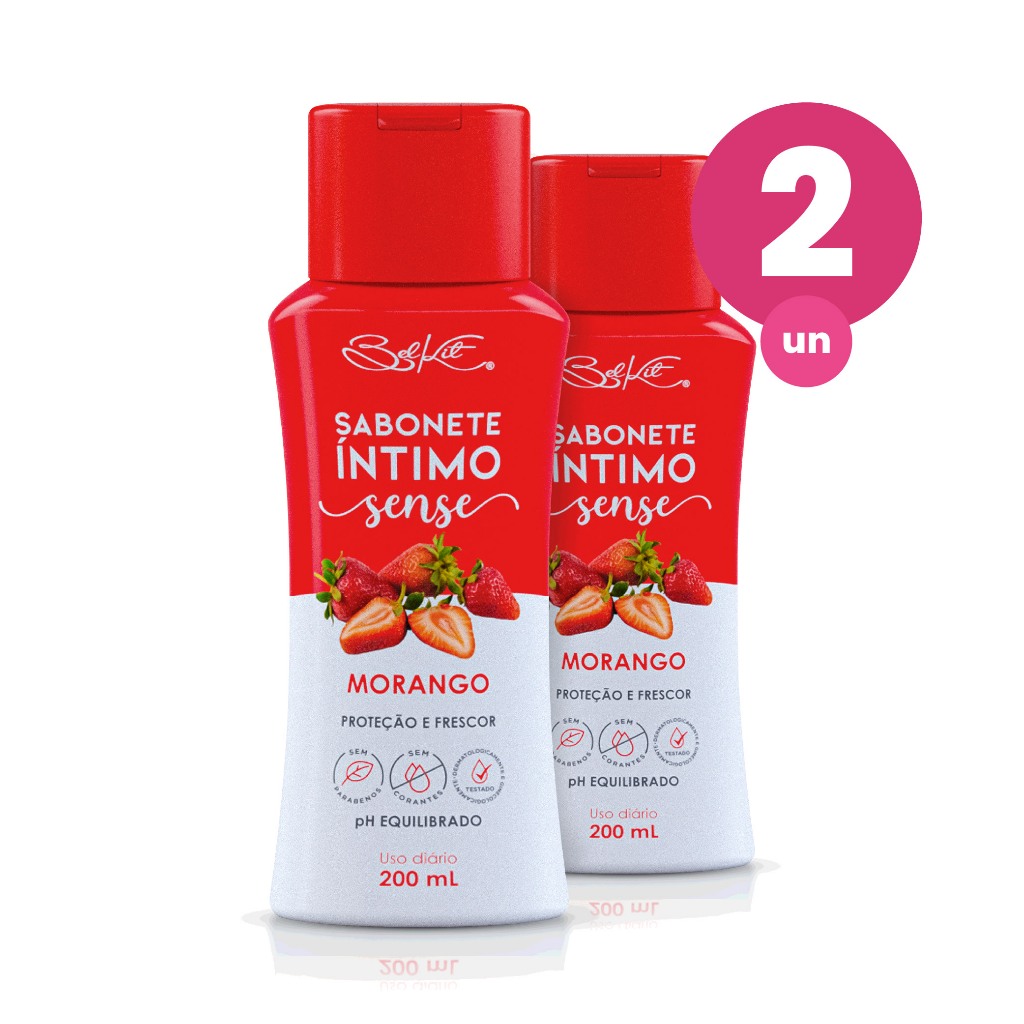 Kit 2 Sabonete Íntimo Sense Morango 200ml Belkit