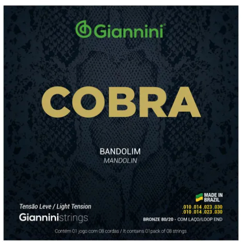 Encordoamento Bandolim 8 Cordas Bronze Laço Giannini cobra CM82L leve