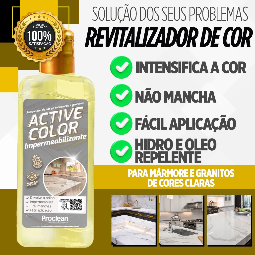 active color black total black renovador intensificador revitalizador de cor para marmores granitos claros não mancha em Oferta na Shopee