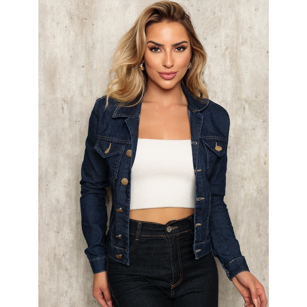 Jaqueta Feminina Casaco Manga Longa com Lycra