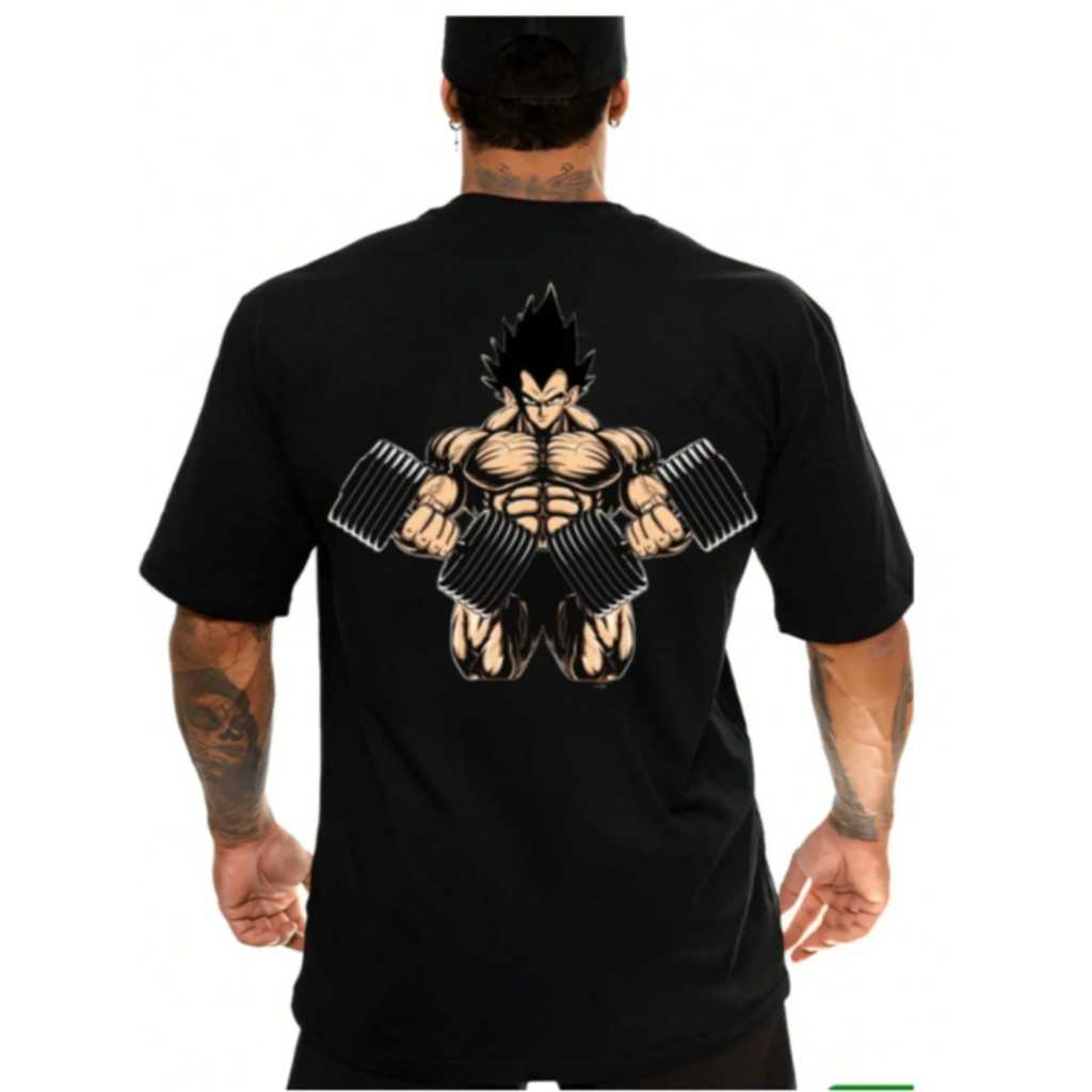 Camiseta treino academia bodybuilder Goku over confortável oversized Barato Algodão envio imediato