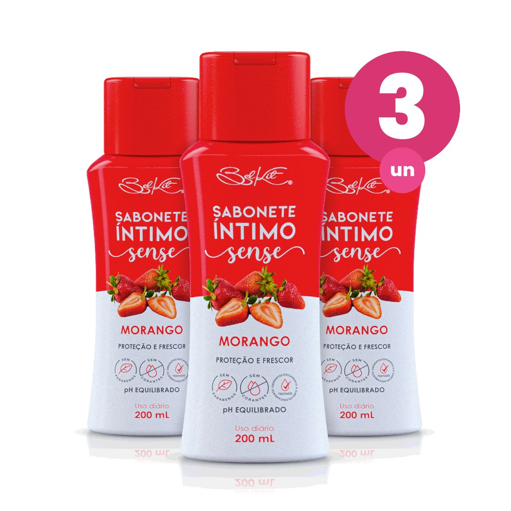Kit 3 Sabonete Íntimo Sense Morango 200ml Belkit em Oferta na Shopee