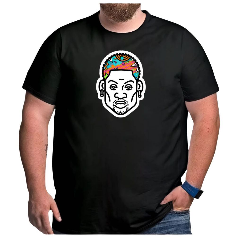 Camiseta Basquete Plus Size Dennis Rodman Logo Caricatura
