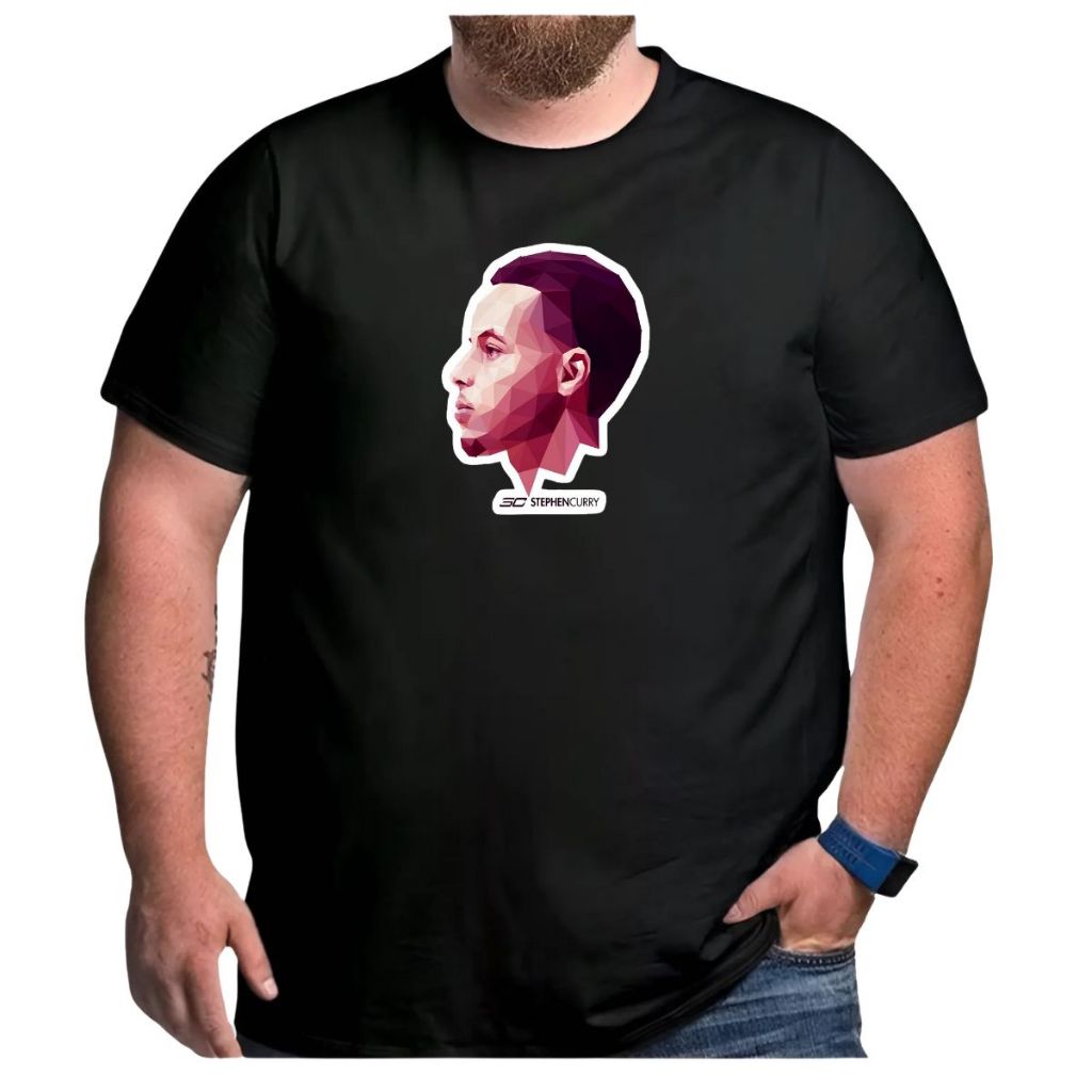 Camiseta Basquete Plus Size Stephen Curry Caricatura GSW