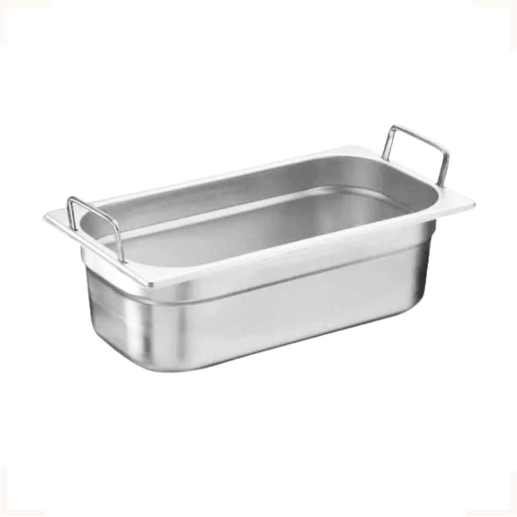 Cuba 1/3 65mm Gastronomica Inox Com Alça Para Buffet Restaurantes Lanchonetes Cozinhas