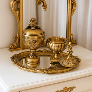 Conjunto 2 Vasos e Bandeja - Decorativos Modelo Europeu Clássico Centro de Mesa Sala em Oferta na Shopee