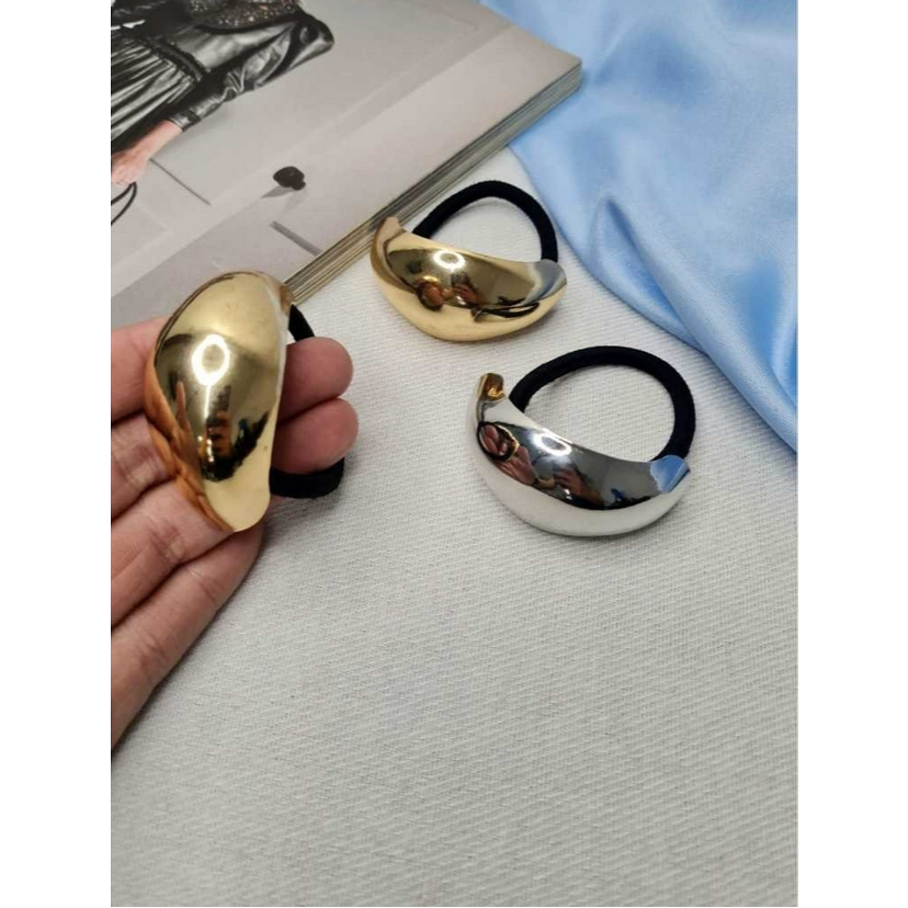 Elástico Prendedor de cabelo Elegante detalhe Metal