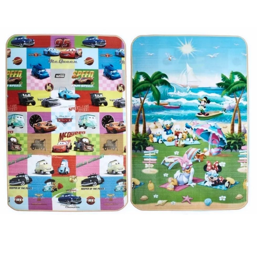 Tapete Mickey e Minnie Carros Disney Dupla Face 120x180cm Jolitex