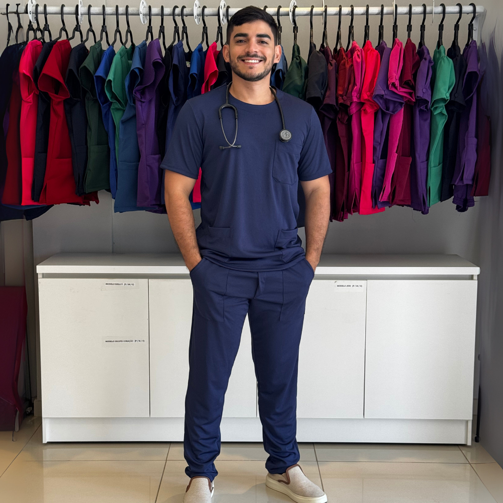 PIJAMA CIRÚRGICO SCRUB HOSPITALAR MASCULINO MALHA DE HELANCA ELASTANO ENFERMAGEM