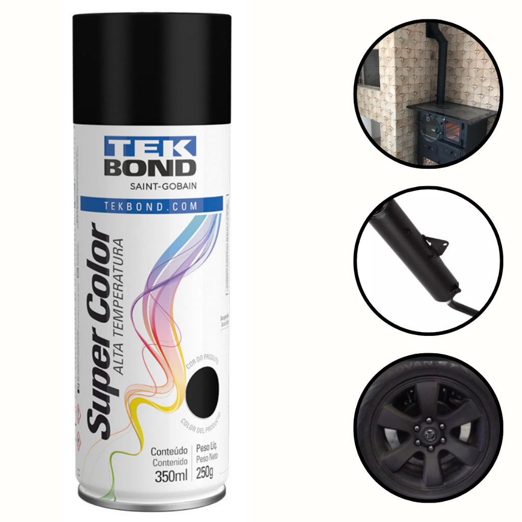 Tinta Spray Tek Bond Preto Fosco Uso Geral 350ml em Oferta na Shopee