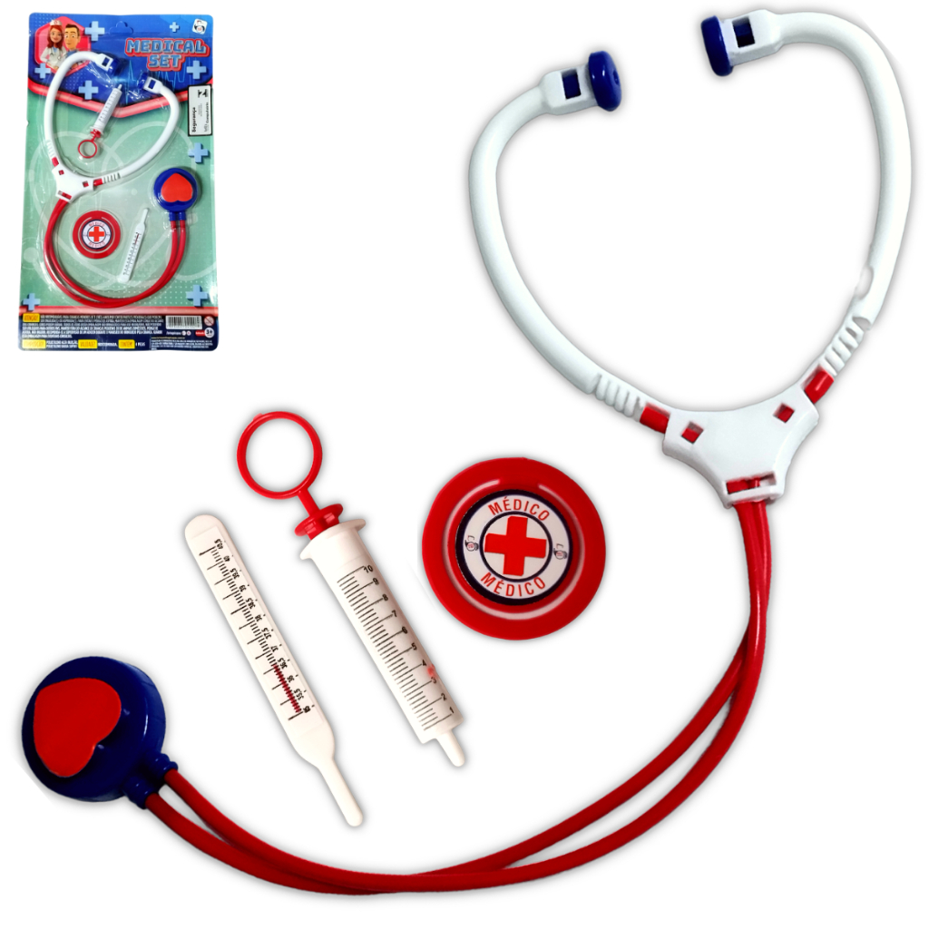 Kit Medico Doutor Brinquedo Infantil Estetoscópio Didático