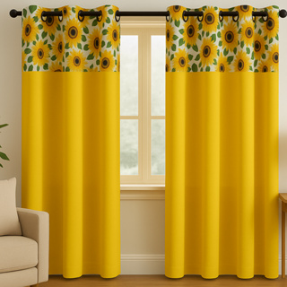 Cortina Folha Única Girassol  1,40x1,40 Cozinha Varão Simples em Oferta na Shopee