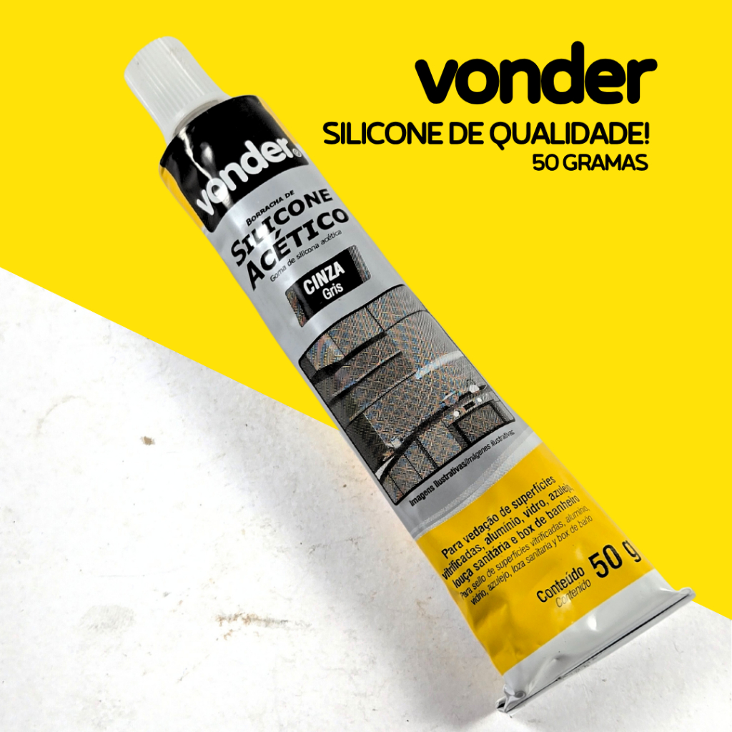 Cola Silicone Acético 50 gramas Transparente e Cinza Adesivo Selante Banheiro Antifungo - Vonder em Oferta na Shopee