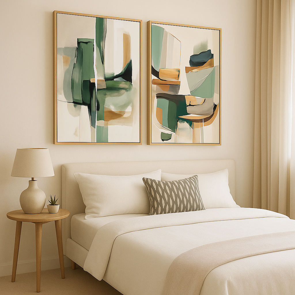 Kit 2 Quadros Decorativos Com Moldura Grande Moderno Estiloso Para Quarto Sala