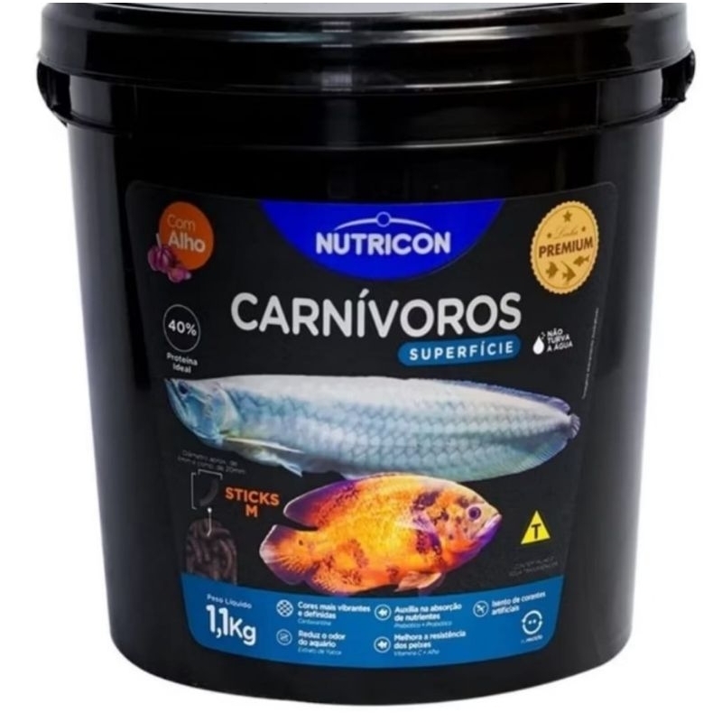 Ração Nutricon Superficie Balde 1,1kg M Para Peixes Carnivoros