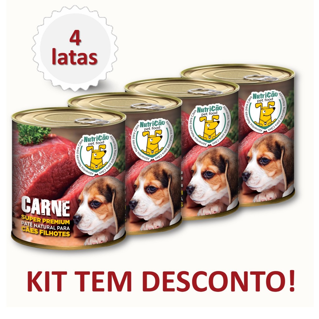 Kit Ração Úmida Molhada Cães Filhotes Sabor Carne Max Benefícios NutriCão Pet Food Patê Natural