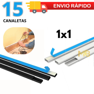 15 Canaletas Finas 1x1cm PVC Branco , Preto  com Fita Dupla Face de 1 Metro em Oferta na Shopee