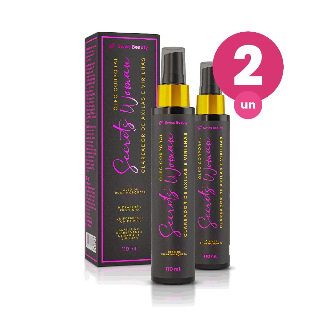 Kit 2 Óleo Corporal Clareador Axilas e Região Íntima Secrets Woman 110ml Swiss Beauty Belkit