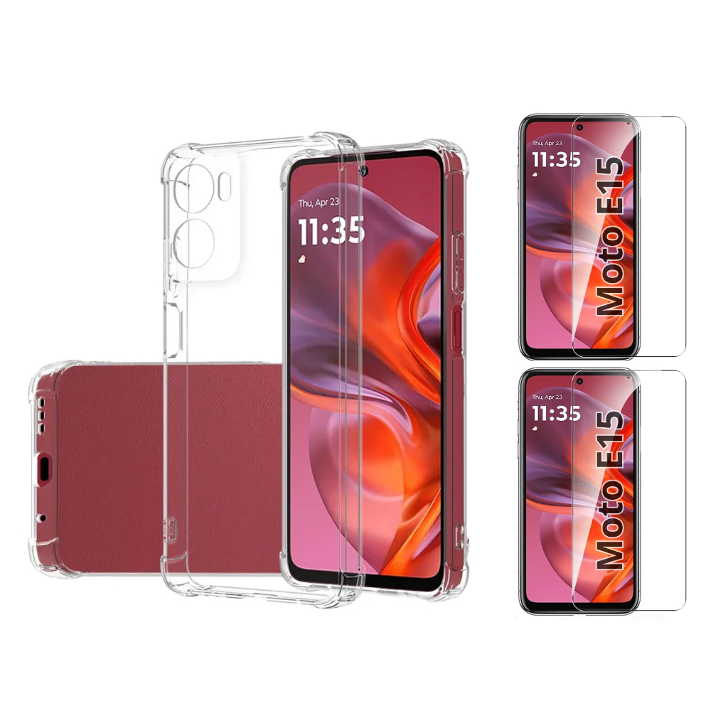 Capa Capinha Case + 2 Películas 3d Para Motorola Moto E15