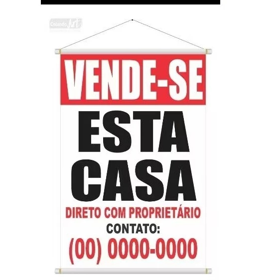 Banner Faixa I Vende Se Esta Casa I Contato Editável I 40x60cm