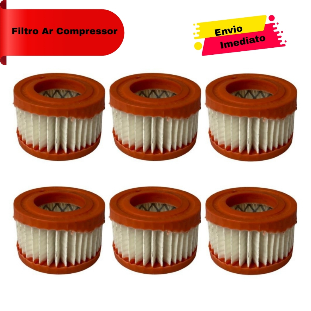Kit 6 Elementos Filtro de Ar Compressor CMV-10 Pl Motomil  Para Veículos
