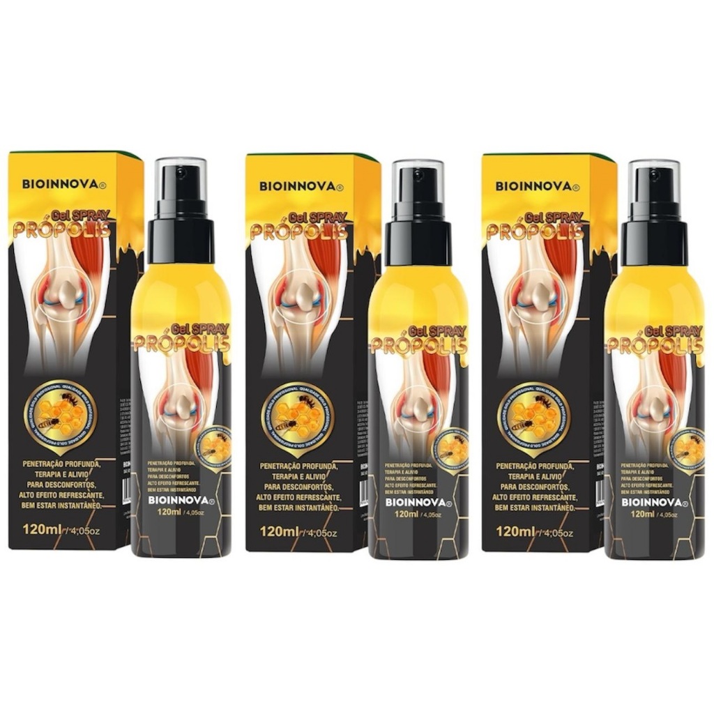 Kit 3 Gel Spray Refrescante para Massagem Própolis 120ml - Bioinnova
