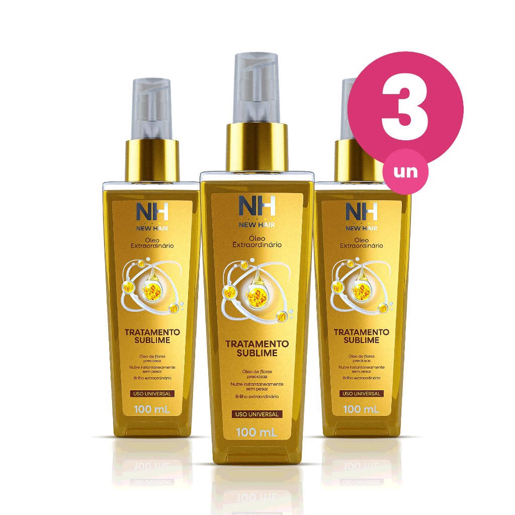 Kit 3 Óleo Extraordinário Tratamento Sublime 100ml Finaliza Nutre e Brilha os Cabelos Belkit