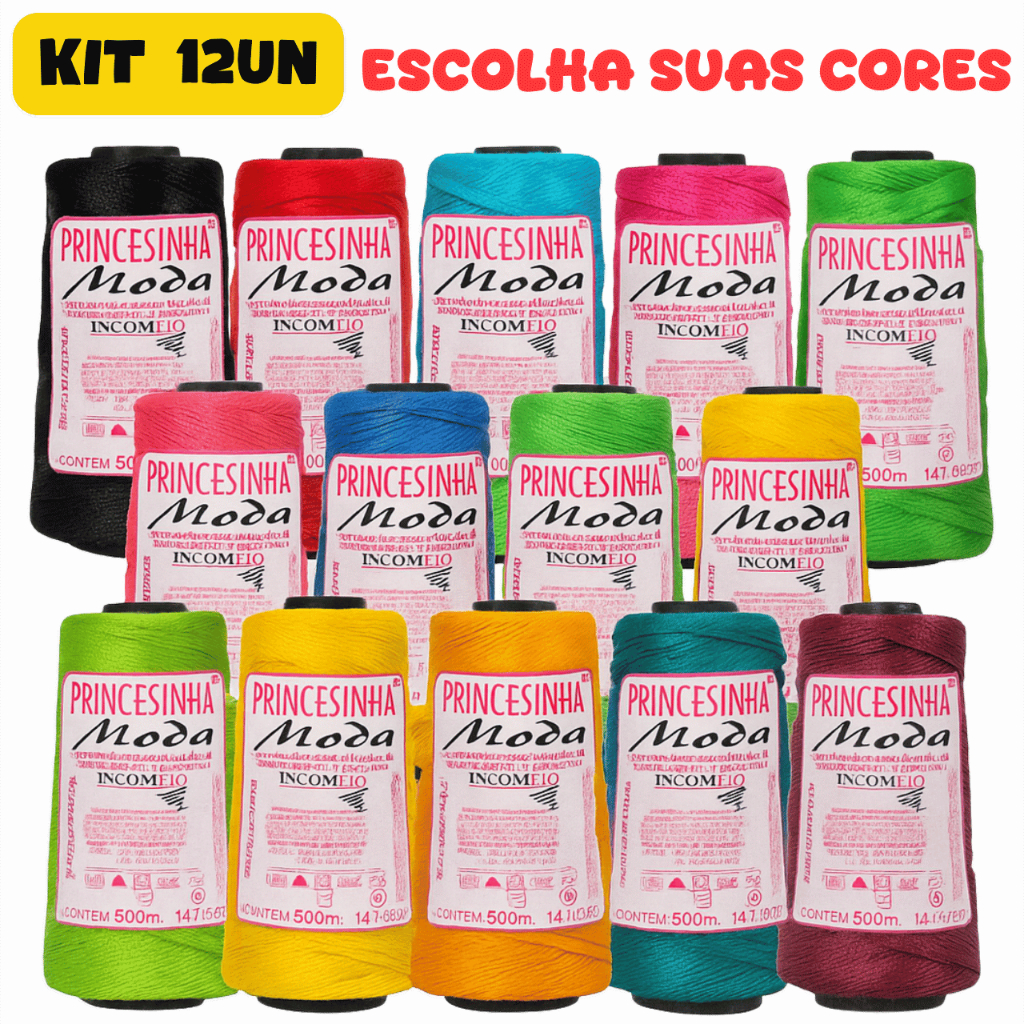 Kit 12 Princesinha Moda Linha Fina 500m 100% Polipropileno Incomfio Trança Crochê Tricô Box Braids em Oferta na Shopee