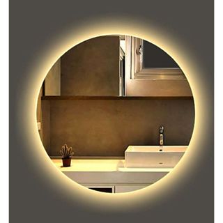 Espelho Redondo Lapidado Com LED Para Maquiagem Banheiro Quarto + SUPORTE em Oferta na Shopee