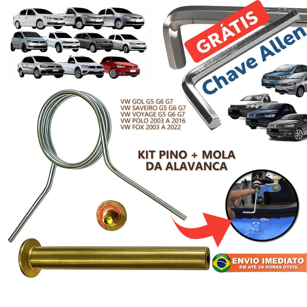 Reparo da Alavanca Mola com Pino VW Gol Voyage Saveiro G5 G6 G7 Fox Polo + Grátis Chave Allen TOP em Oferta na Shopee